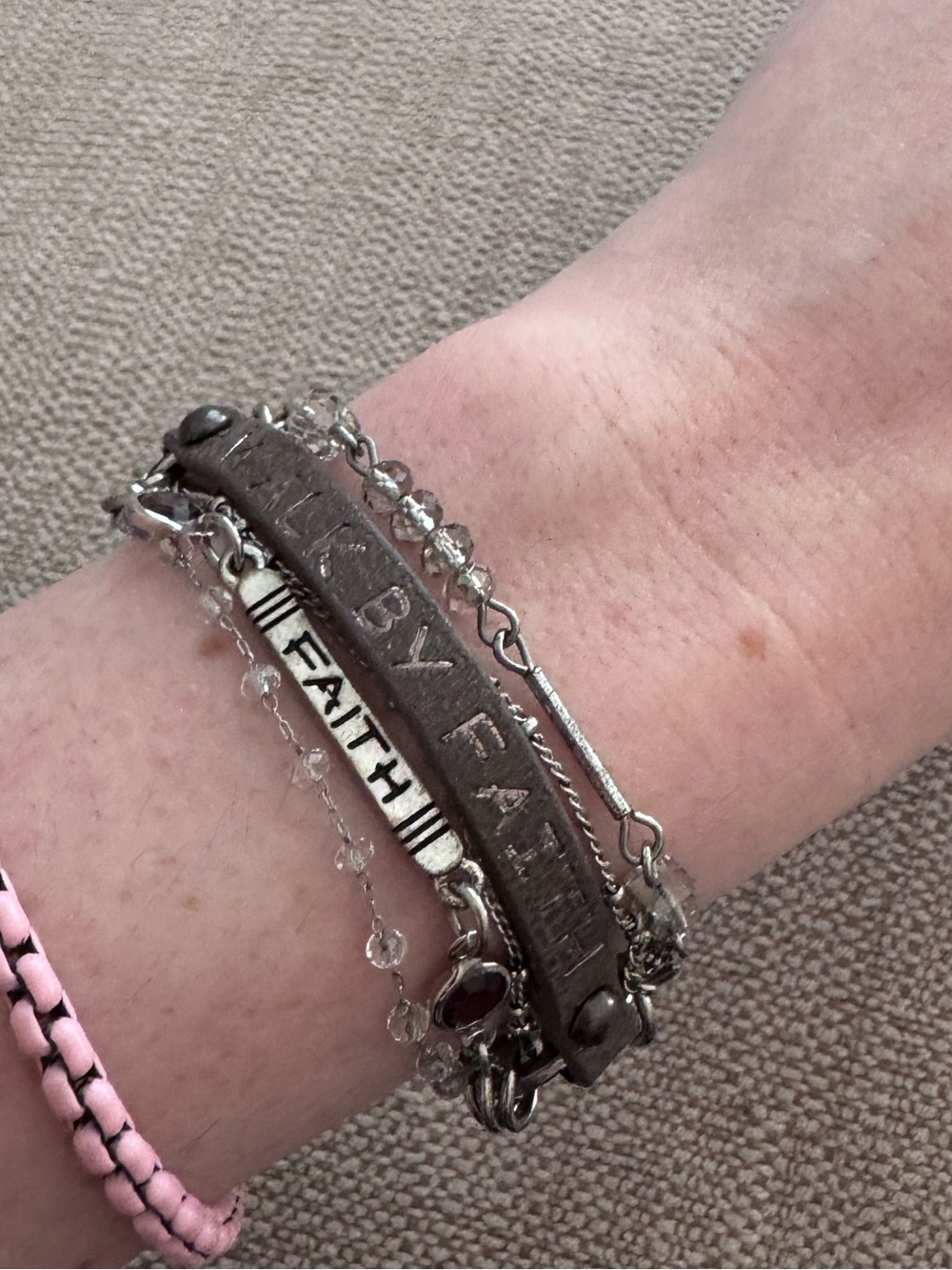 Silver Multi-Strand Faith Bracelet with Magnetic clasp